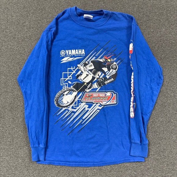 Yamaha Other - Vintage Yamaha Factory Racing Shirt Mens Medium Blue Good Motocross Graphic